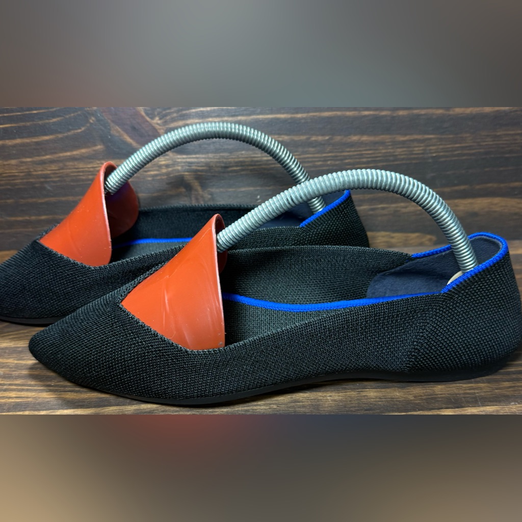 Rothy’s The Point Womens Size 9 Shoes Black Knit Ballet Flats Lightly Worn